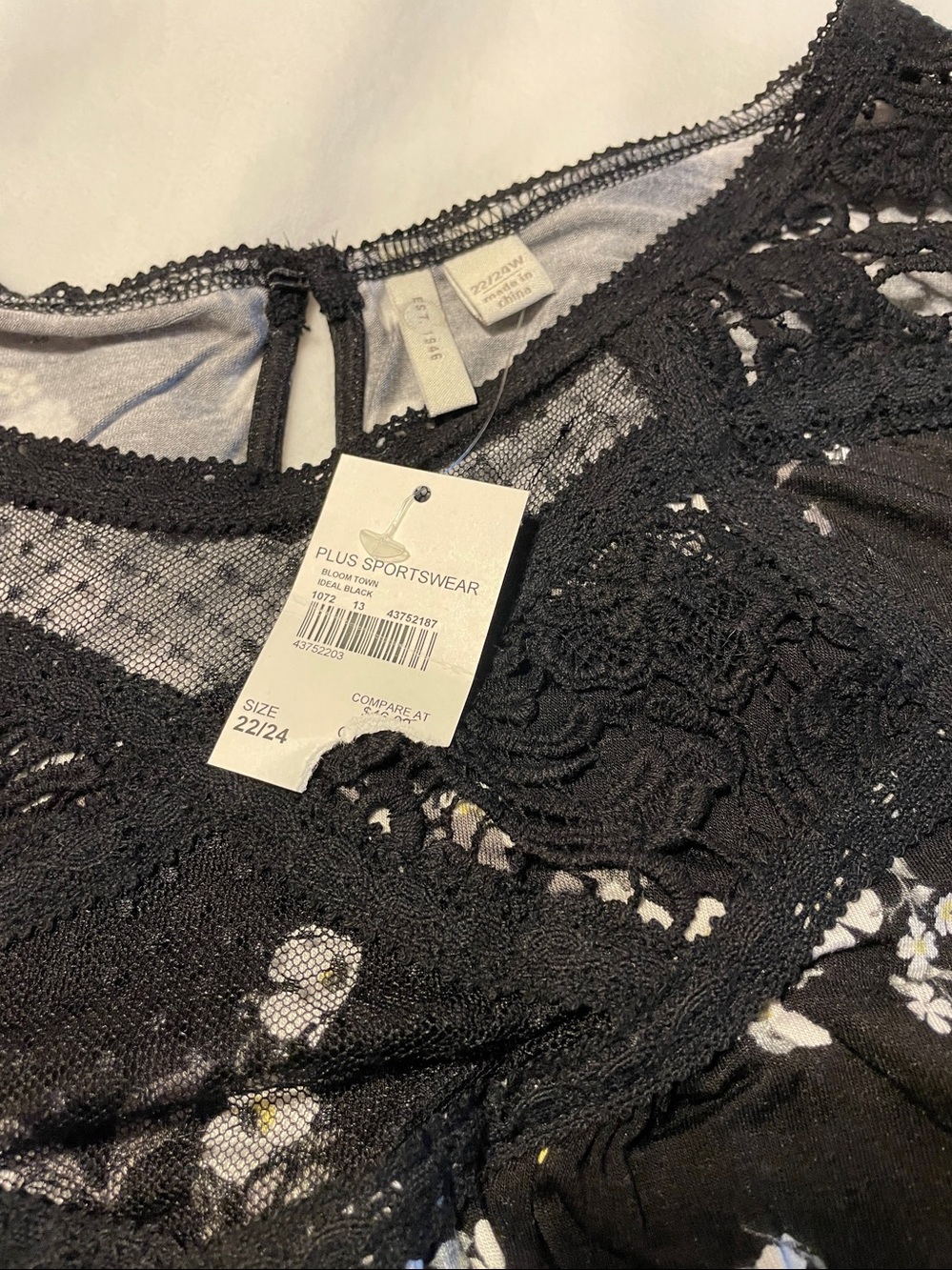 Black Floral Lace Cato Women’s Boho Top Plus size 22/24W - Picture 6 of 12